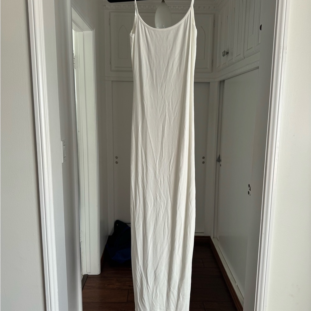 SKIMS White Slip Maxi Dress with Thin Straps